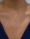 0.30 Carats Round Diamond Bezel Pendant Necklace in White Gold