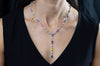 25.27 Carats Total Multi Color Sapphire and Diamond Necklace in White Gold