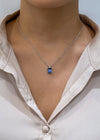 GIA Certified 2.77 Carat Emerald Cut Blue Sapphire Pendant Necklace
