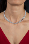 11.90 Carats Total Round Brilliant Cut Diamond Crossover Tennis Necklace in White Gold