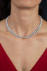 11.90 Carat Total Round Diamond Crossover Tennis Necklace in White Gold