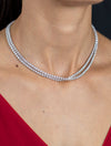 11.90 Carats Total Round Brilliant Cut Diamond Crossover Tennis Necklace in White Gold