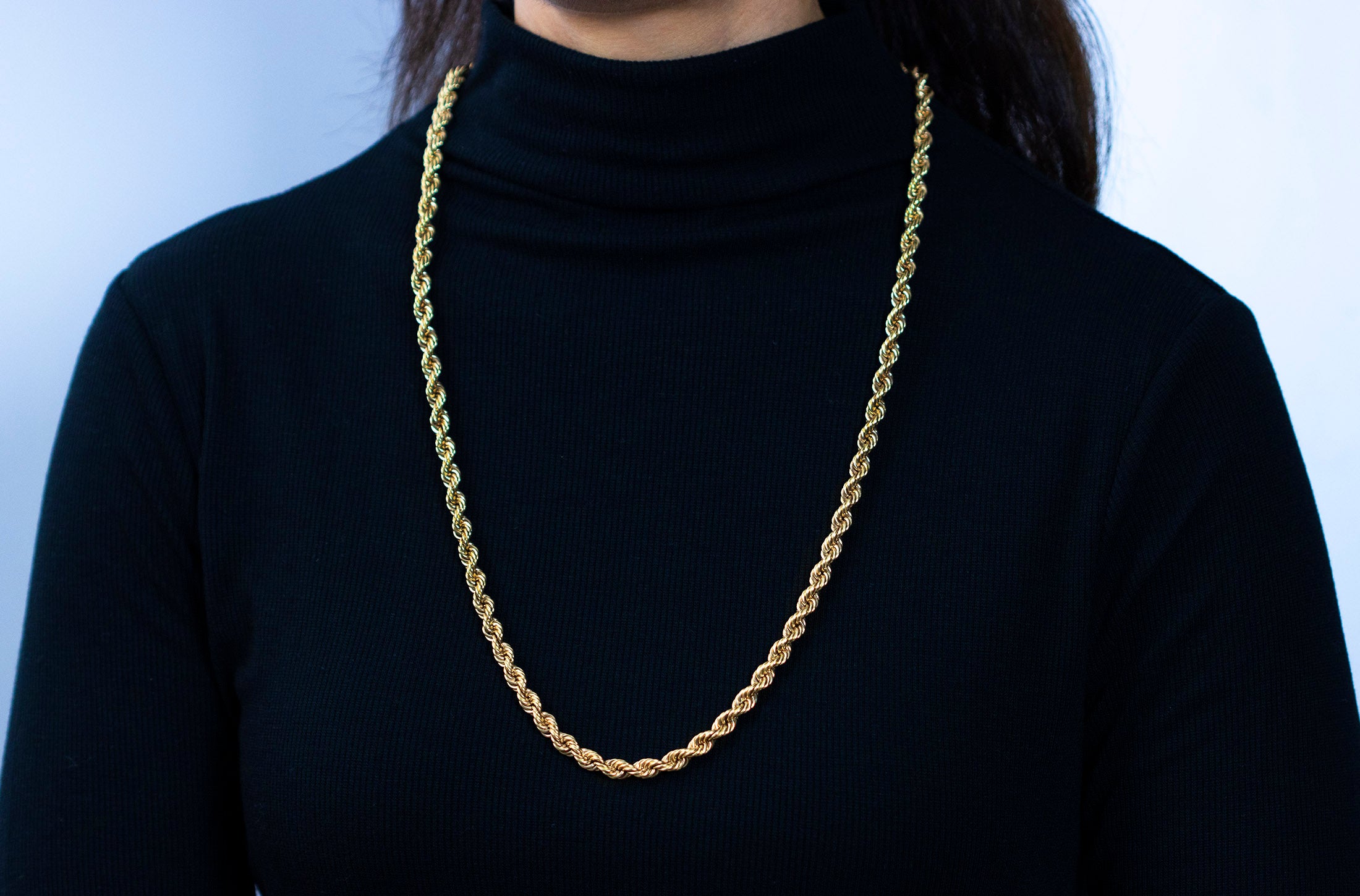 47.00 Grams Twisted Rope Chain Necklace in Yellow Gold