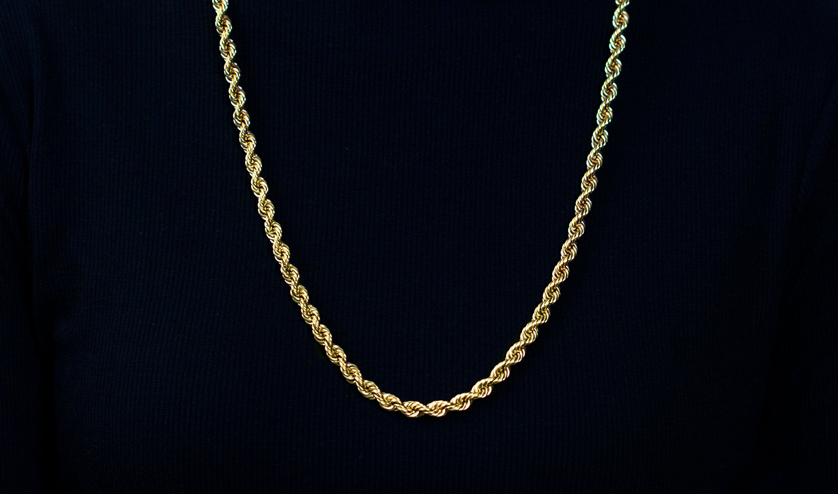 47.00 Grams Twisted Rope Chain Necklace in Yellow Gold