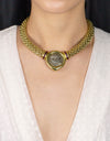 Vintage 18K Yellow Gold Italian Made Snake Skin Design with Coin Collar Necklace