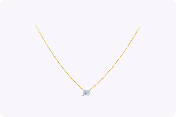 2.17 Carats Radiant Cut Diamond Solitaire Pendant Necklace in Yellow Gold