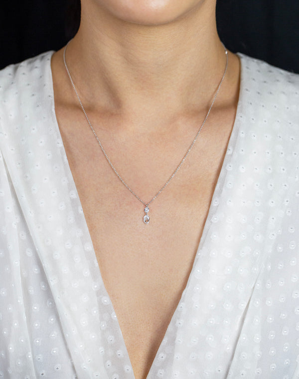 0.57 Hexagon Shape Diamond Pendant Necklaces