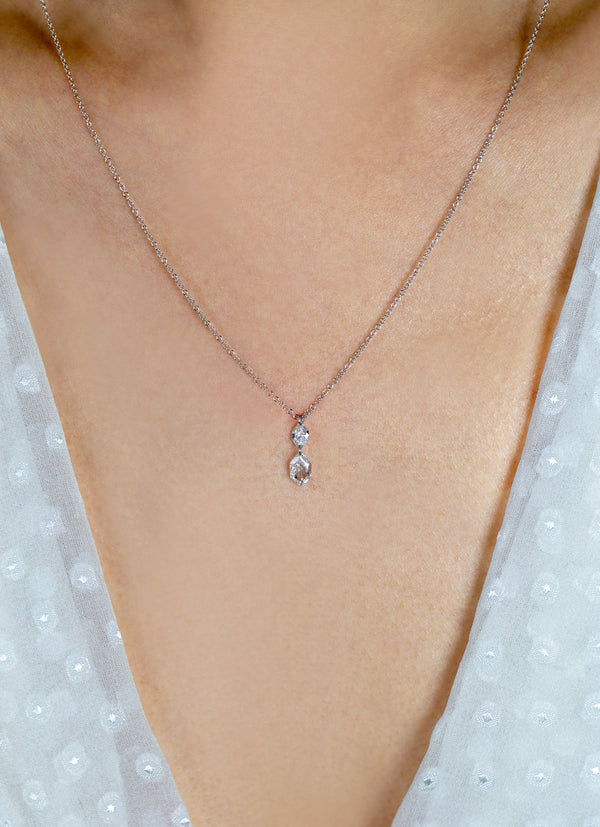 Hexagon Shape Diamond Pendant Necklace