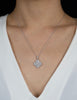 1.57 Carats Total Round Cut Diamond Clover Shape Pendant Necklace in White Gold