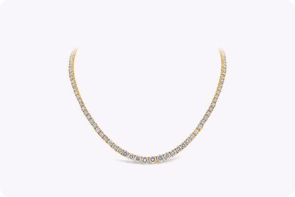 20.47 Carat Graduating Round Diamond Riviere Tennis Necklace