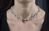 14.01 Carats Total Oval Cut Ruby & Diamond Halo Necklace in White Gold