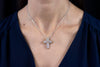 1.70 Carat Round Diamond Cross Pendant Necklace in Yellow and White Gold