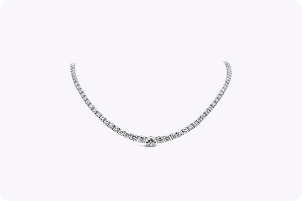 18.86 Carats Total Round Brilliant Cut Diamond Riviera Tennis Necklace in White Gold