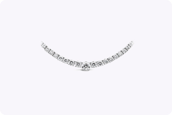 18.86 Carats Total Round Brilliant Cut Diamond Riviera Tennis Necklace in White Gold