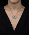 GIA Certified 10.02 Carat Heart Shape Diamond in Fancy Color Lion Mane Halo Pendant Necklace in Platinum