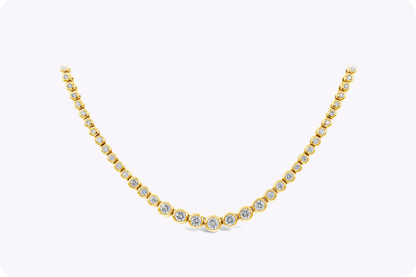 7.28 Carats Round Brilliant Cut Diamond Riviera Necklace in Yellow Gold