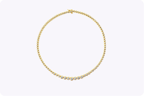 7.28 Carats Round Brilliant Cut Diamond Riviera Necklace in Yellow Gold