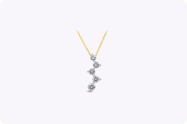 1.54 Carats Total Round Diamond Five-Stone Constellation Pendant Necklace in White Gold