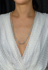 43.58 Carat Total Brilliant Round Diamond Three Prong Tennis Necklace in White Gold
