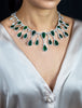 63.40 Carats Total Pear Shape Colombian Green Emerald and Diamond Necklace in White Gold