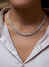 Vintage 16.10 Carats Total Round Brilliant Cut Diamond Tennis Necklace in Platinum