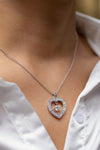 1.81 Carats Total Old Mine and French Cut Diamonds Heart Shape Pendant Necklace in White Gold