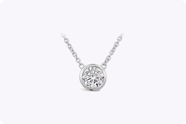 round diamond bezel set pendant necklace