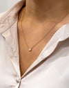 0.47 Carat Round Diamond Bezel Solitaire Pendant Necklace in Rose Gold