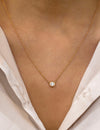 0.47 Carat Round Diamond Bezel Solitaire Pendant Necklace in Rose Gold