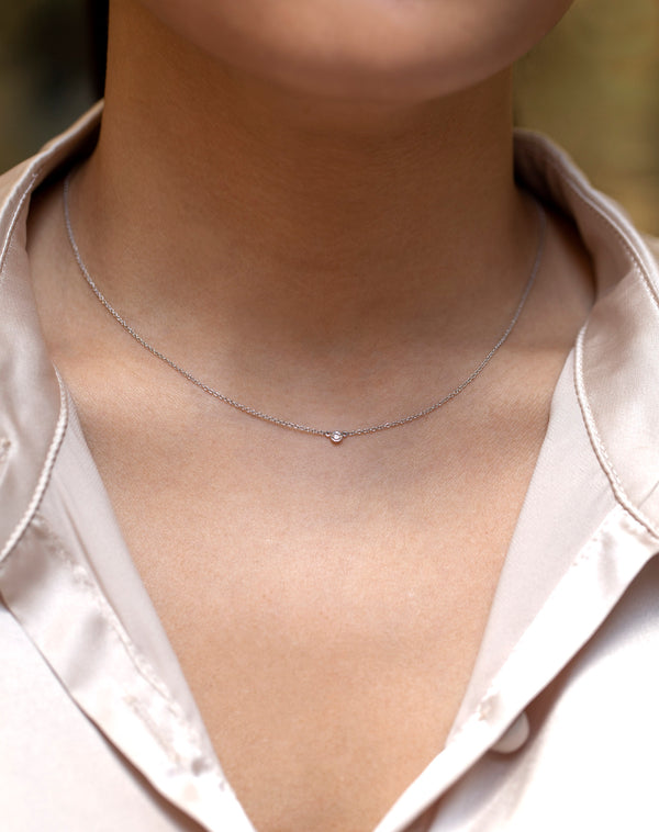 Round Diamond Bezel Solitaire Pendant Necklace