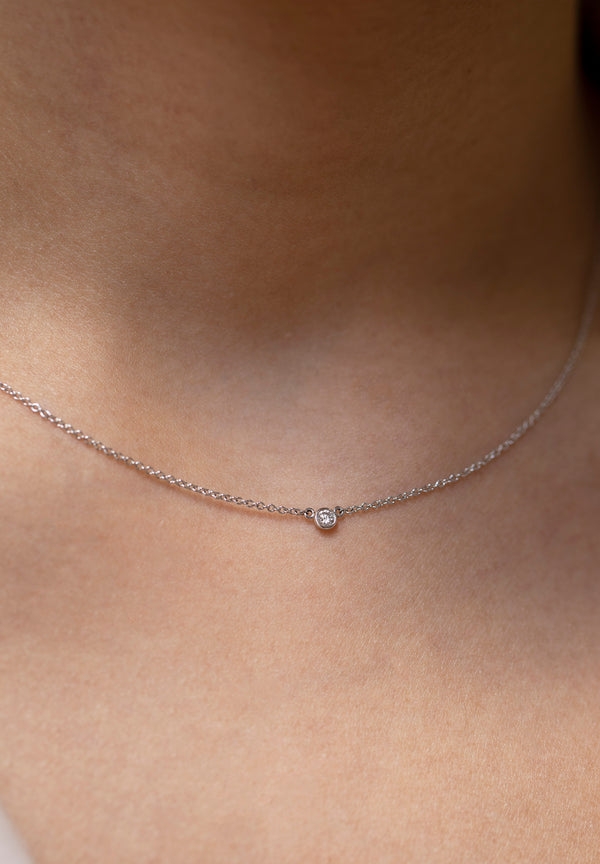 Round Diamond Bezel Solitaire Pendant Necklace