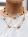 11.21 Carats Total Round Cut Diamond & South Sea Pearl Necklace in Yellow Gold