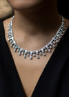 36.28 Carat Total Mixed Cut Diamond Fringe Necklace in Platinum