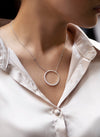 1.15 Carat Round Graduating Diamond Encrusted Circle Pendant Necklace in White Gold
