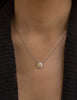 0.42 Carats Round Brilliant Yellow Diamond Halo Pendant Necklace in White Gold