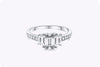 GIA Certified 0.70 Carat Emerald Cut Diamond Three-Stone Pavé Engagement Ring in Platinum