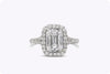 GIA Certified 2.51 Carats Emerald Cut Diamond Halo Engagement Ring in Platinum