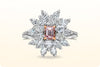 GIA Certified 0.59 Carat Emerald Cut Fancy Intense Pink Diamond Engagement Ring with Mixed Cut Diamonds