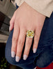 GIA Certified 30.02 Carat Asscher Cut Fancy Intense Yellow Diamond Three-Stone Ring in Platinum