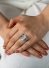 GIA Certified 12.88 Carat Total Emerald Cut Diamond Three Stone Engagement Ring in Platinum