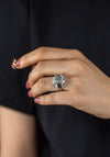 GIA Certified 12.88 Carat Total Emerald Cut Diamond Three Stone Engagement Ring in Platinum