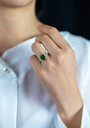 Oscar Heyman 2.91 Carats Emerald & Diamond Three-Stone Engagement Ring in Yellow Gold