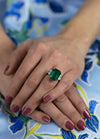 14.30 Carat Zambia Green Emerald Three-Stone Engagement Ring in Platinum