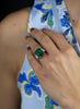 14.30 Carat Zambia Green Emerald Three-Stone Engagement Ring in Platinum