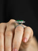 No-Oil 9.28 Carat Hexagon Cut Green Emerald Fashion Ring with Mixed Cut Diamonds