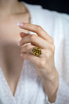 GIA Certified 10.07 Carat Marquise Cut Fancy Deep Brown Yellow Diamond Ring in Yellow Gold