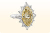 GIA Certified 5.58 Carat  Marquise Cut Fancy Light Yellow Diamond Halo Ring in Platinum