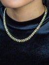 54.75 Carat Alternating Oval Cut Fancy Yellow and White Diamond Tennis Necklace in Platinum