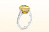 GIA Certified 4.00 Carat Oval Cut Fancy Intense Yellow Diamond Halo Engagement Ring in Two Tone