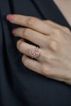 GIA Certified 3.66 Carats Oval Cut Pink Diamond Halo Engagement Ring in Rose Gold & Platinum